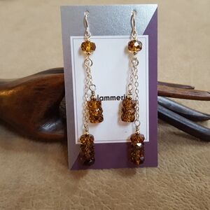 Handmade Stiletto Earrings with Sterling Silver Faceted Tortoise Beads